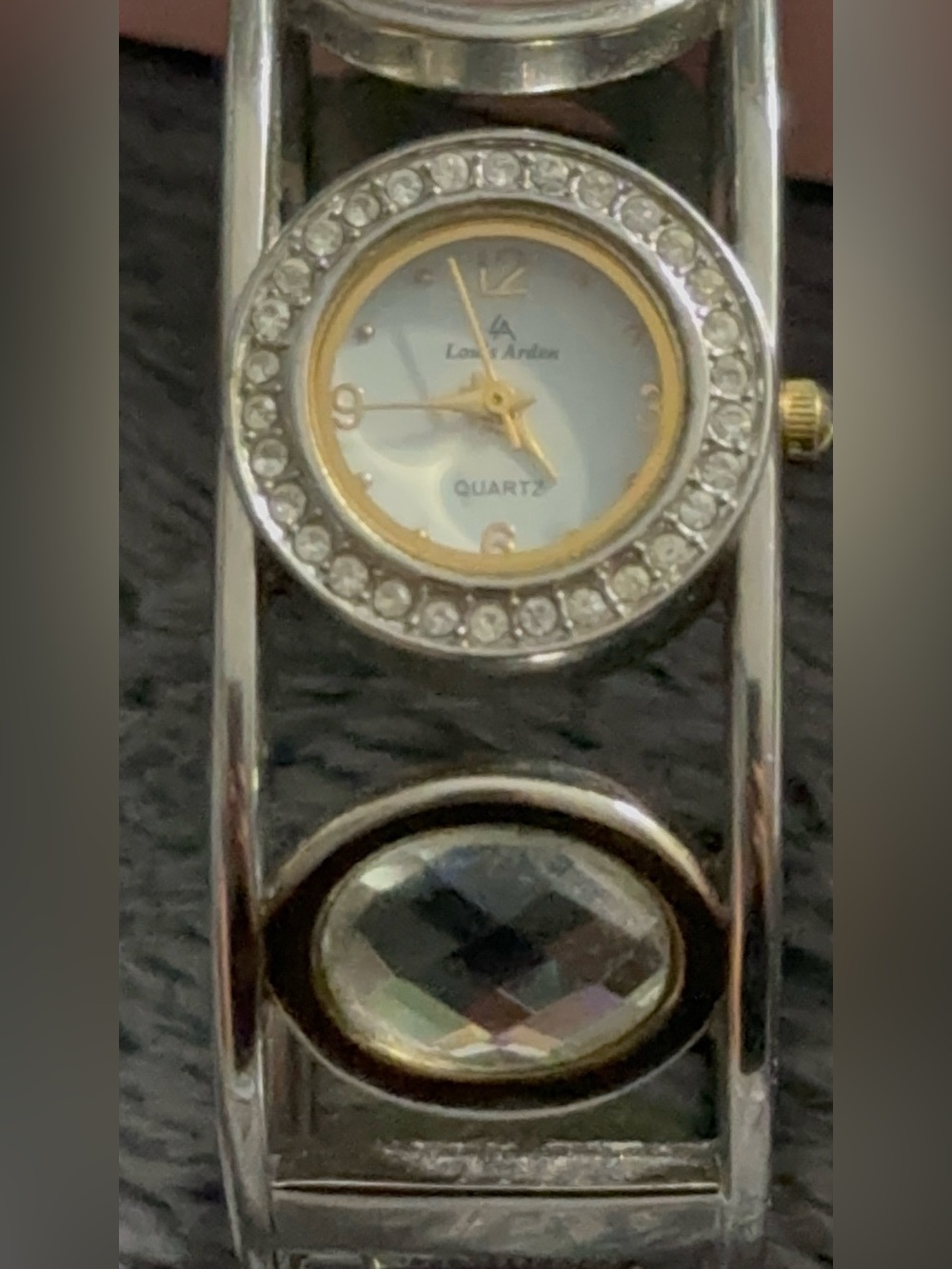 Louis Arden  Silver-Tone Crystal Accent Quartz Bracelet Watch - White Dial
